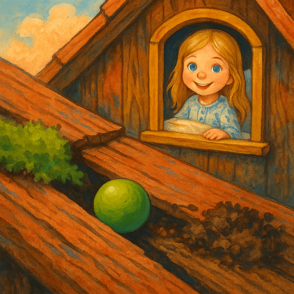 Горошина попала в щель на крыше, за окном видно больную девочку