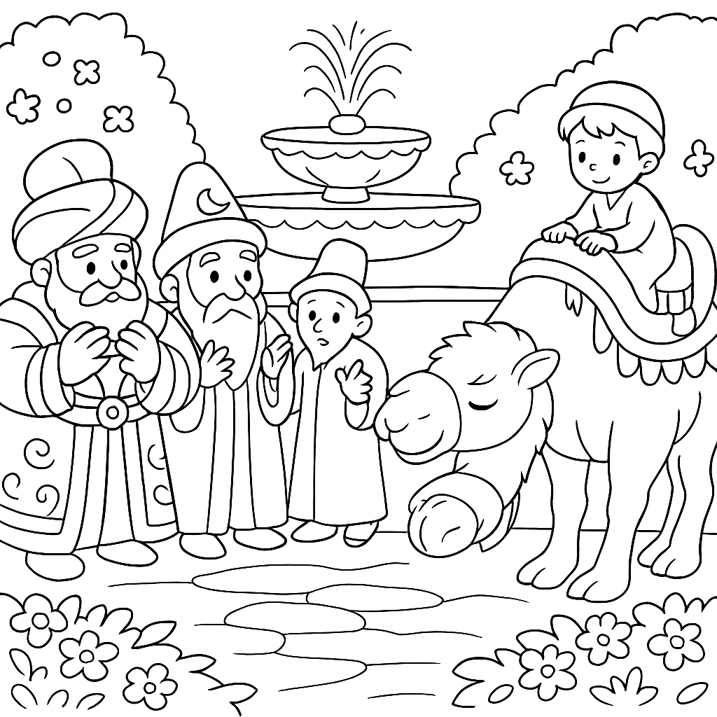 Раскраска по сказке "Говорящий верблюд"