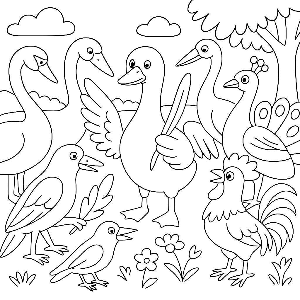 Раскраска по сказке "Это что за птица?"