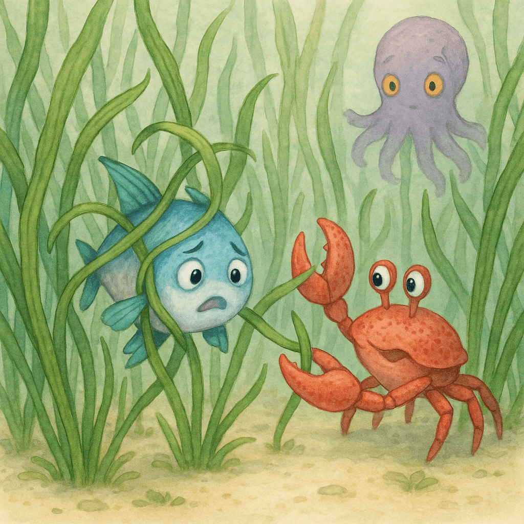 Клэп освобождает Бульку из скользких водорослей