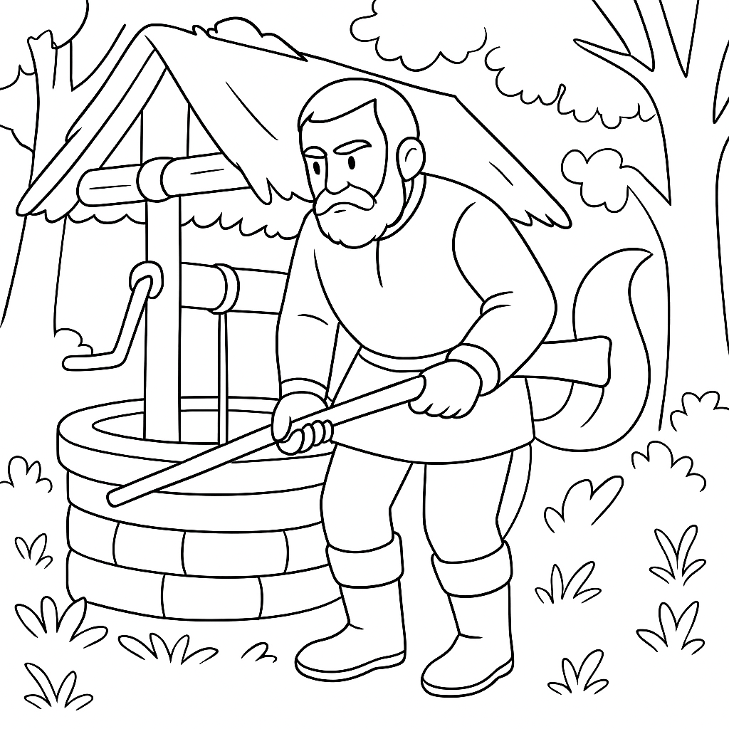 Раскраска по сказке "Братец кролик — рыболов"