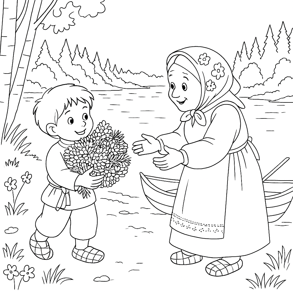 Раскраска по сказке "Идэ"