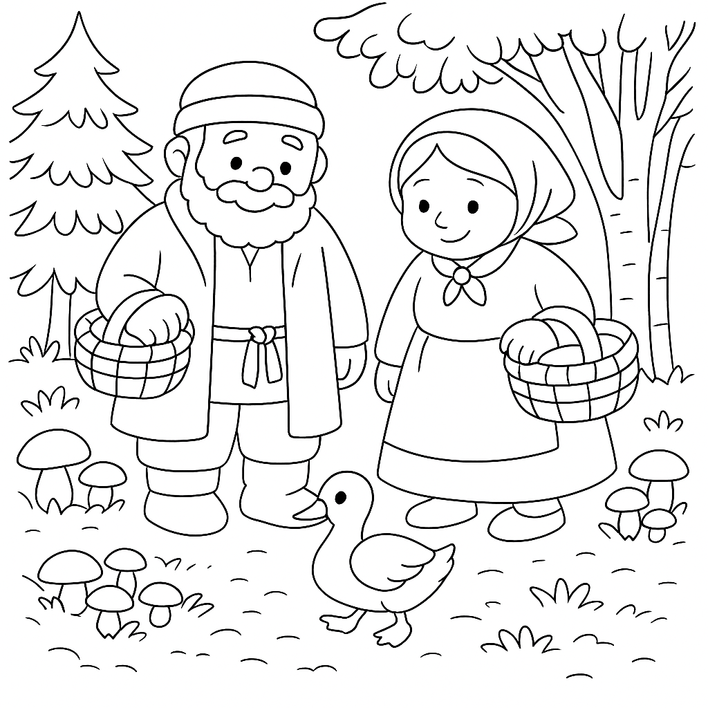 Раскраска по сказке "Кривая уточка"