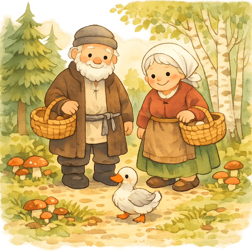 Дед и баба находят кривенькую уточку в лесу