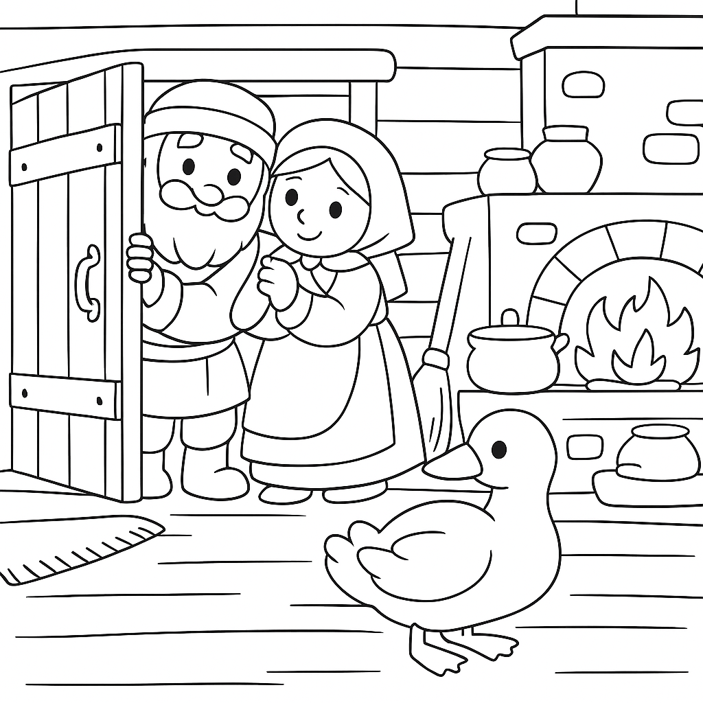 Раскраска по сказке "Кривая уточка"