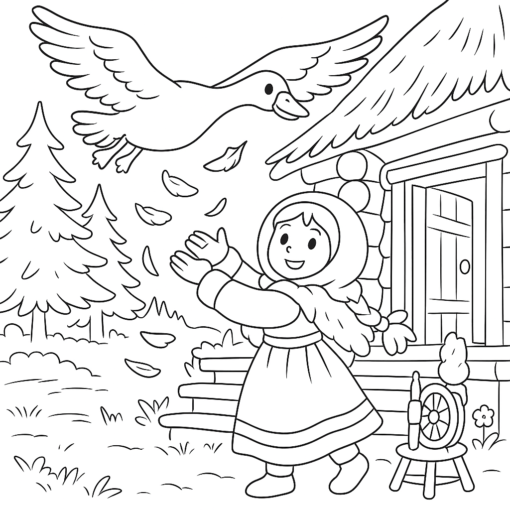 Раскраска по сказке "Кривая уточка"