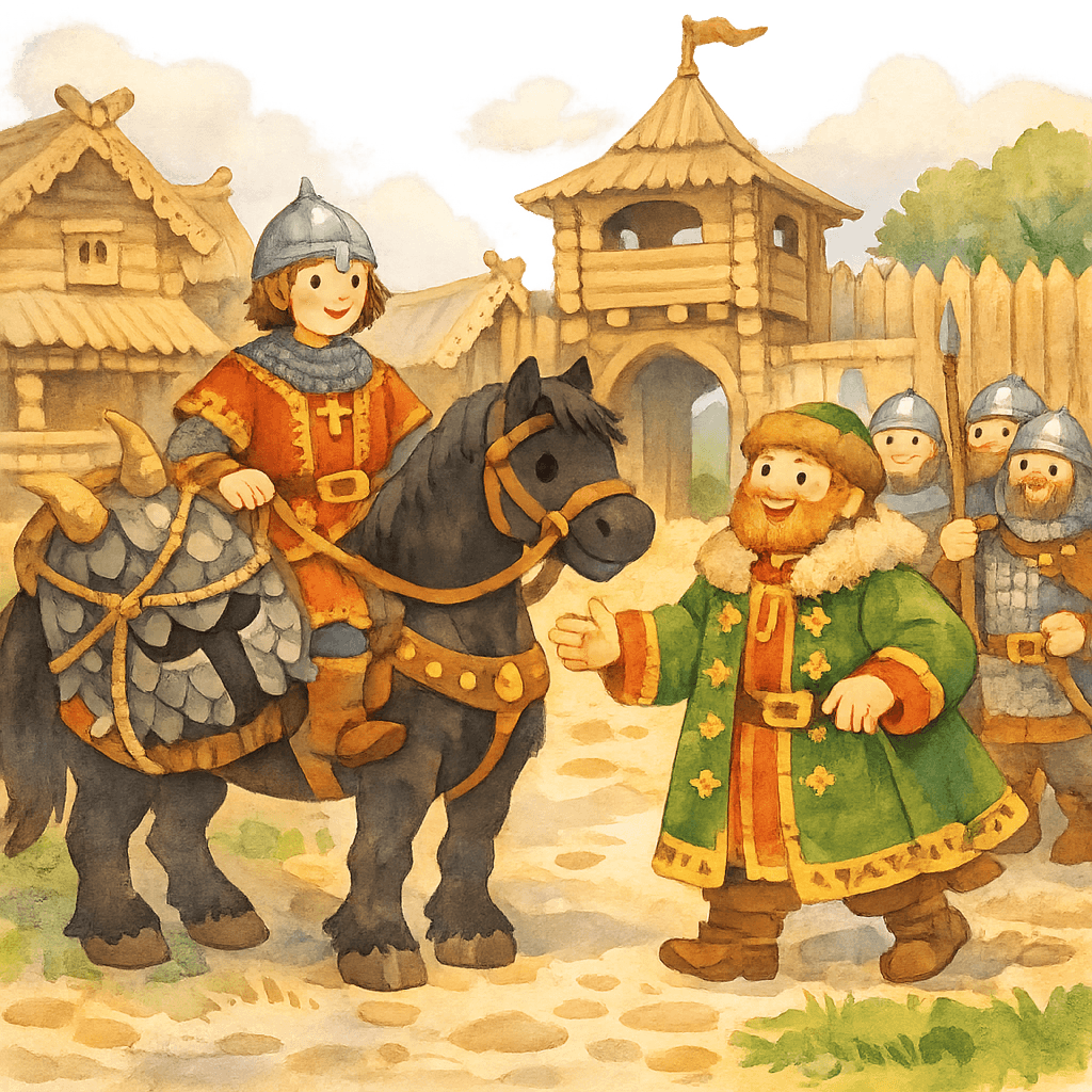 Алёша привёз победный трофей в Киев и освободил князя от Тугарина