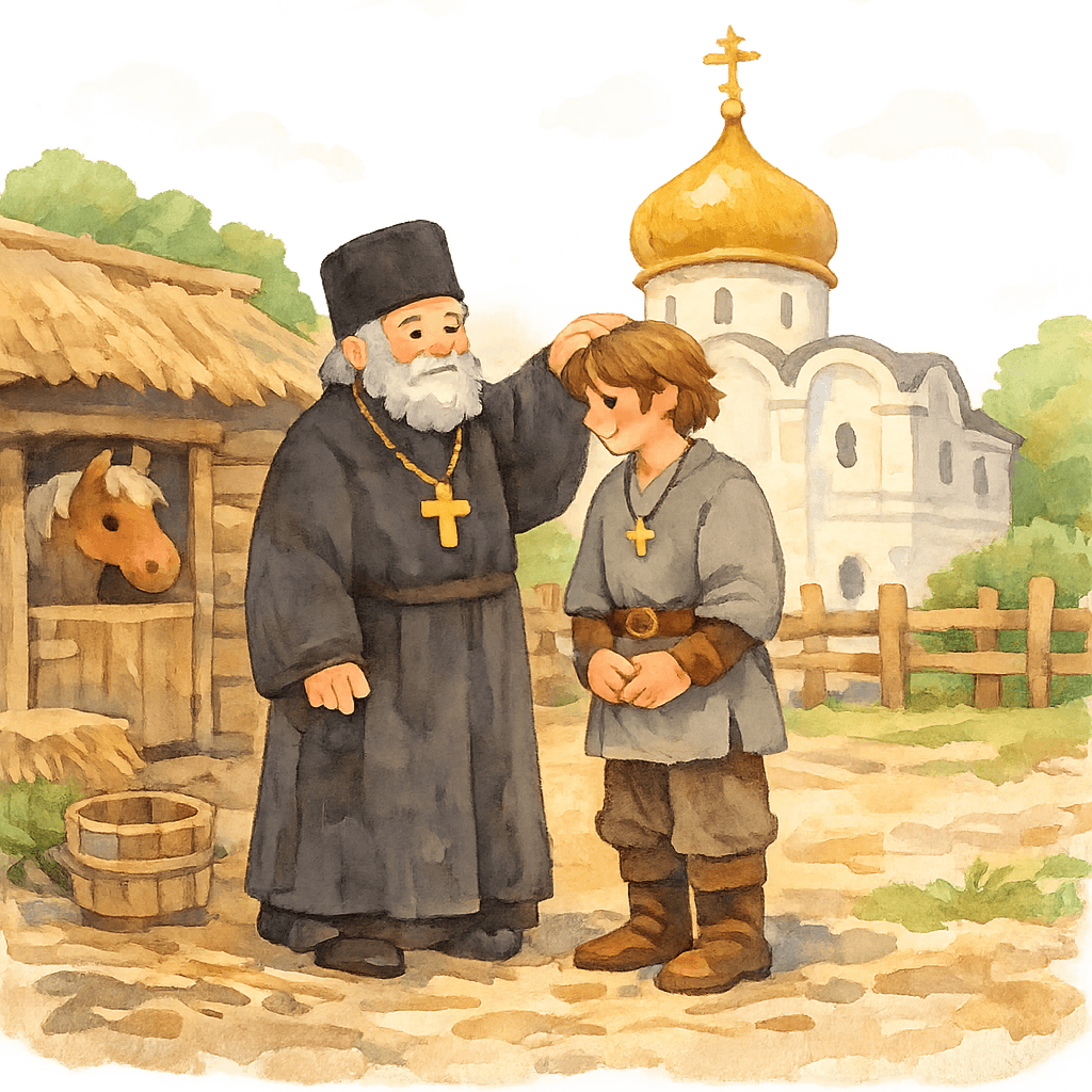 Алёша просит благословения у отца перед дорогой