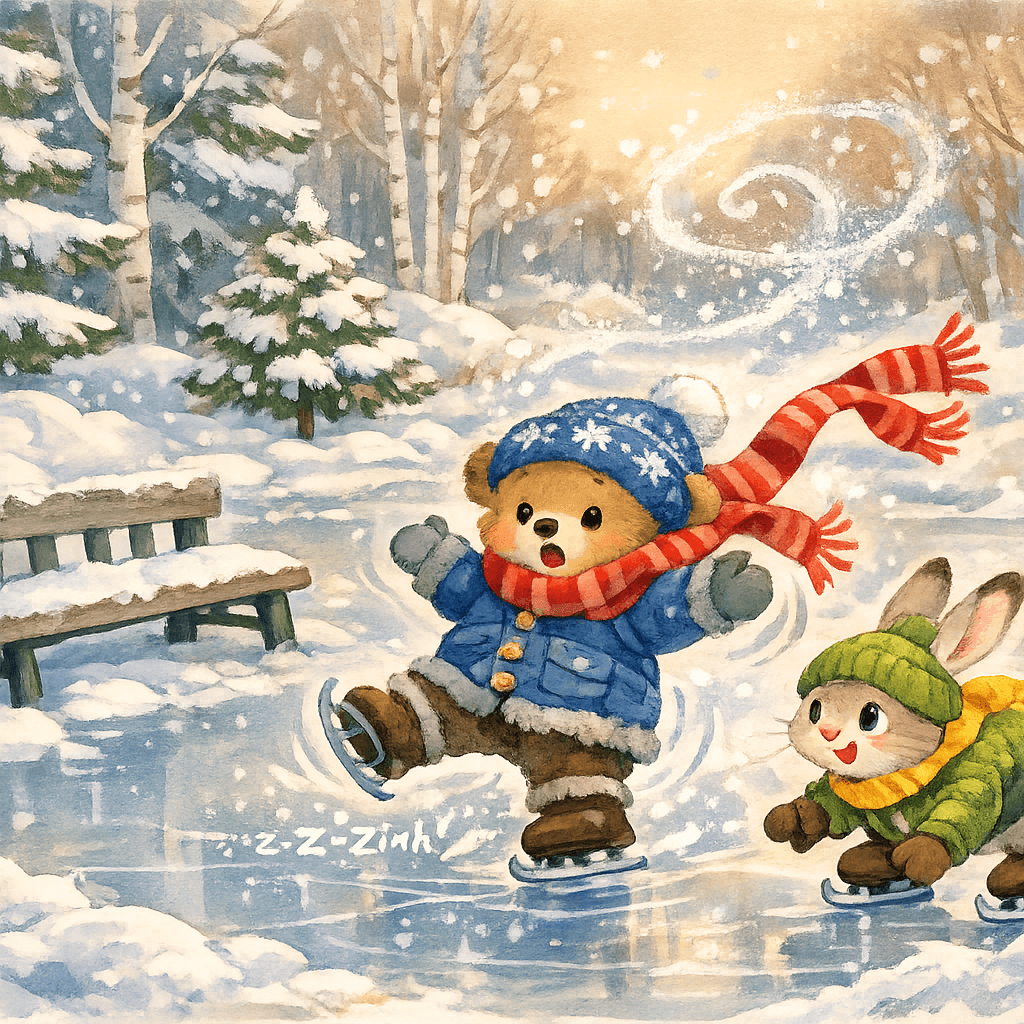 Ветер уносит красный шарф Потапа по льду