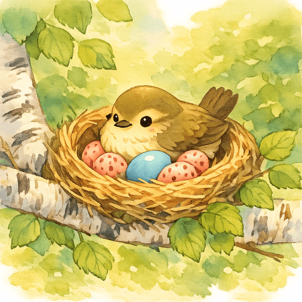 Пересмешка села в гнездо и приняла чужое яйцо