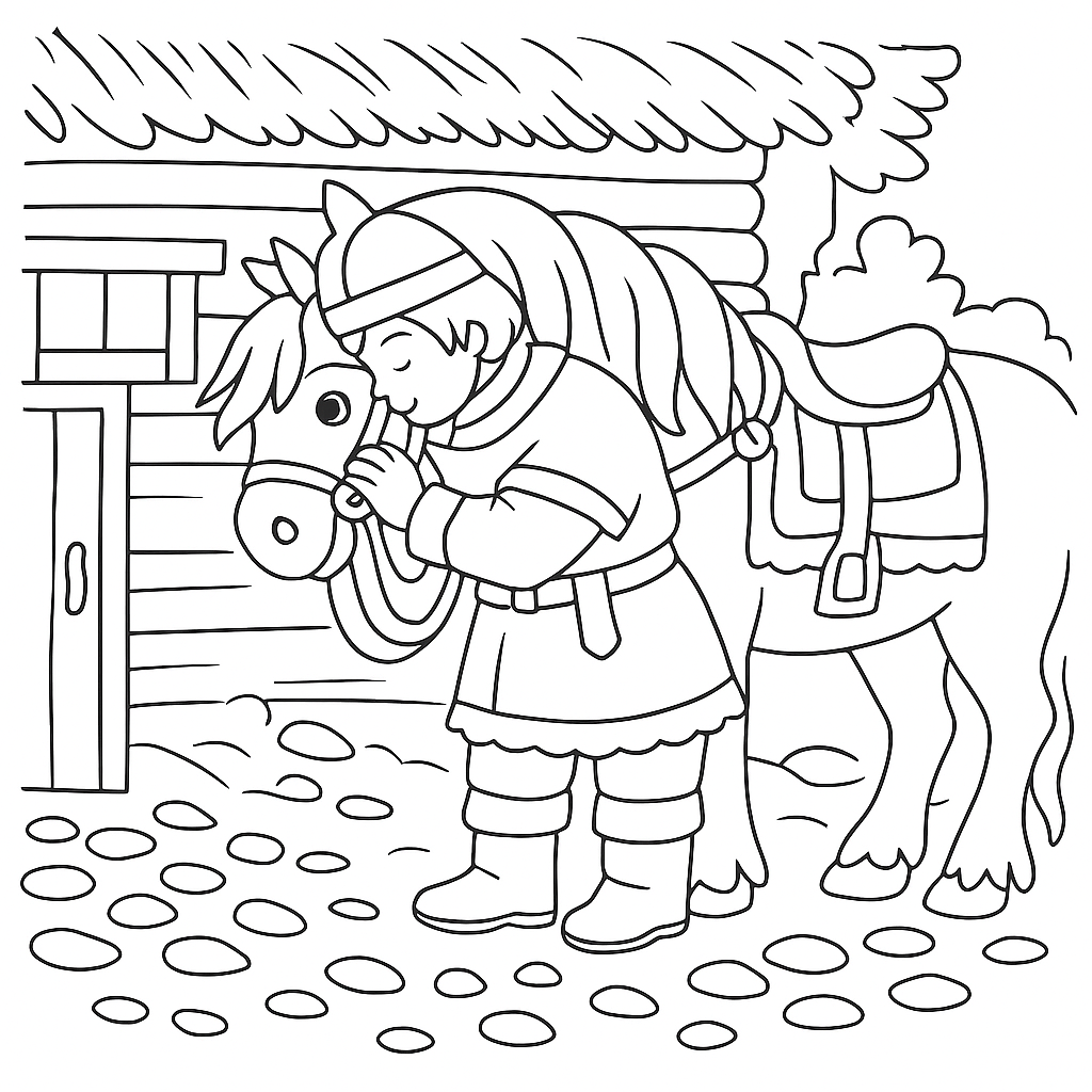 Раскраска по сказке "Алёша Попович и Тугарин Змей"