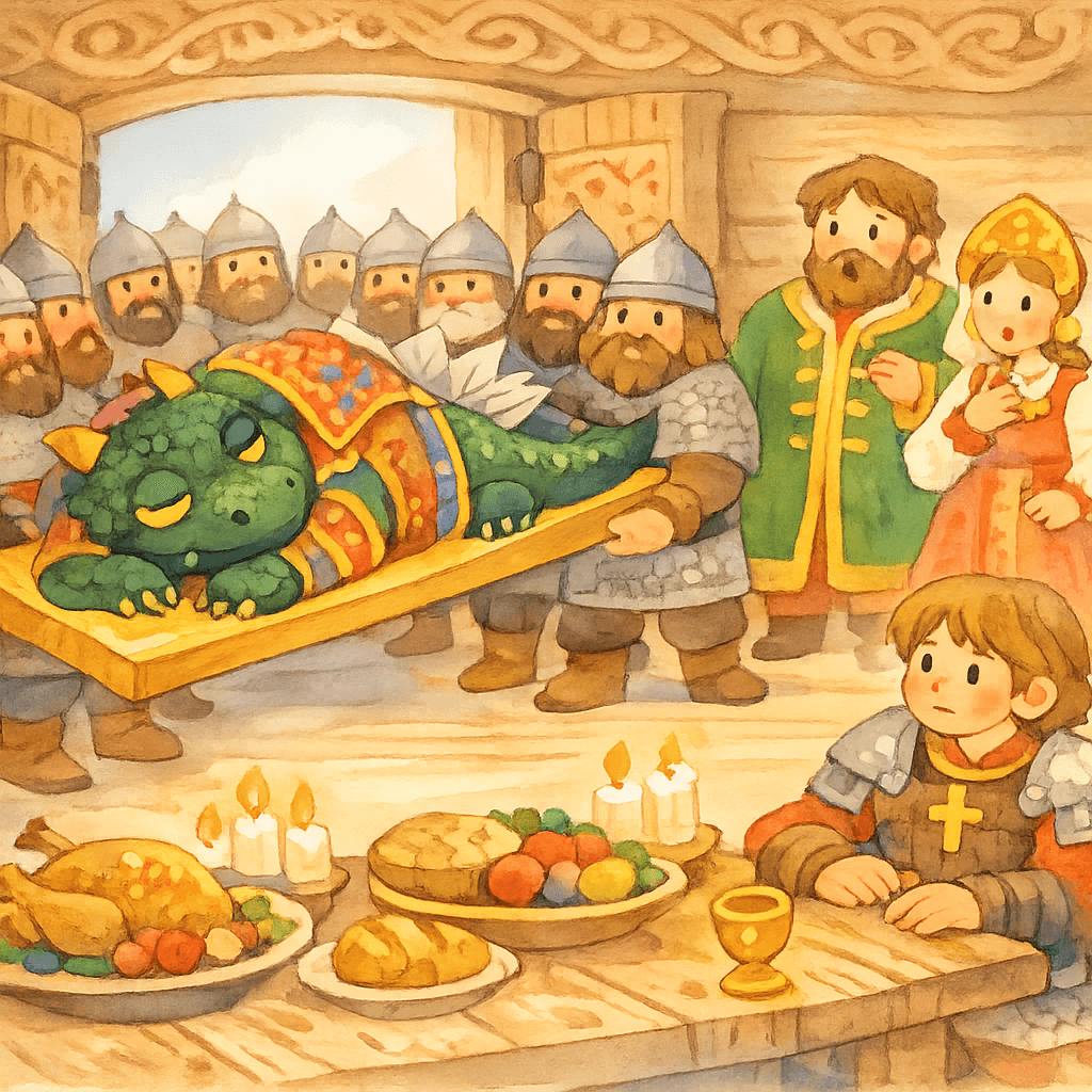 На пир внесли Тугарина на золотой доске