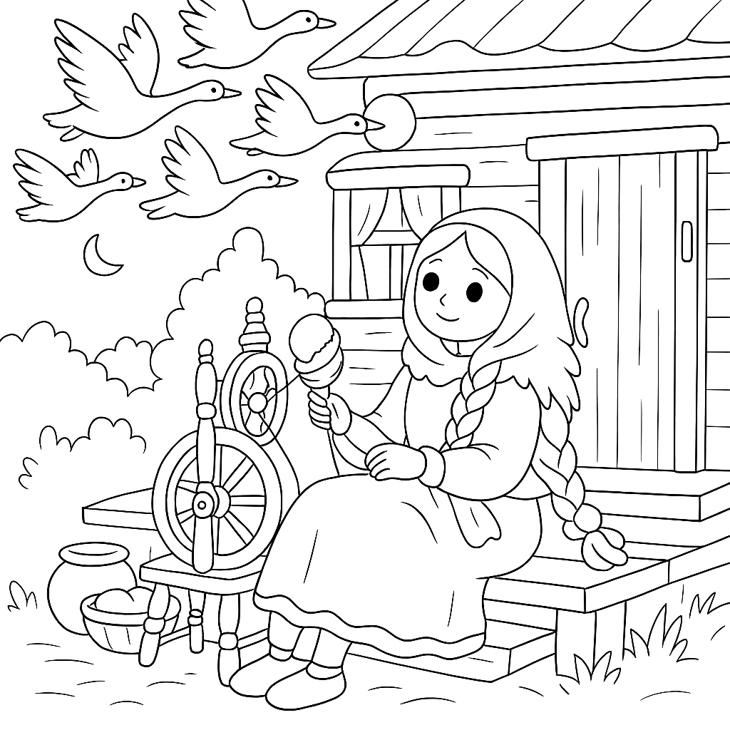 Раскраска по сказке "Кривая уточка"