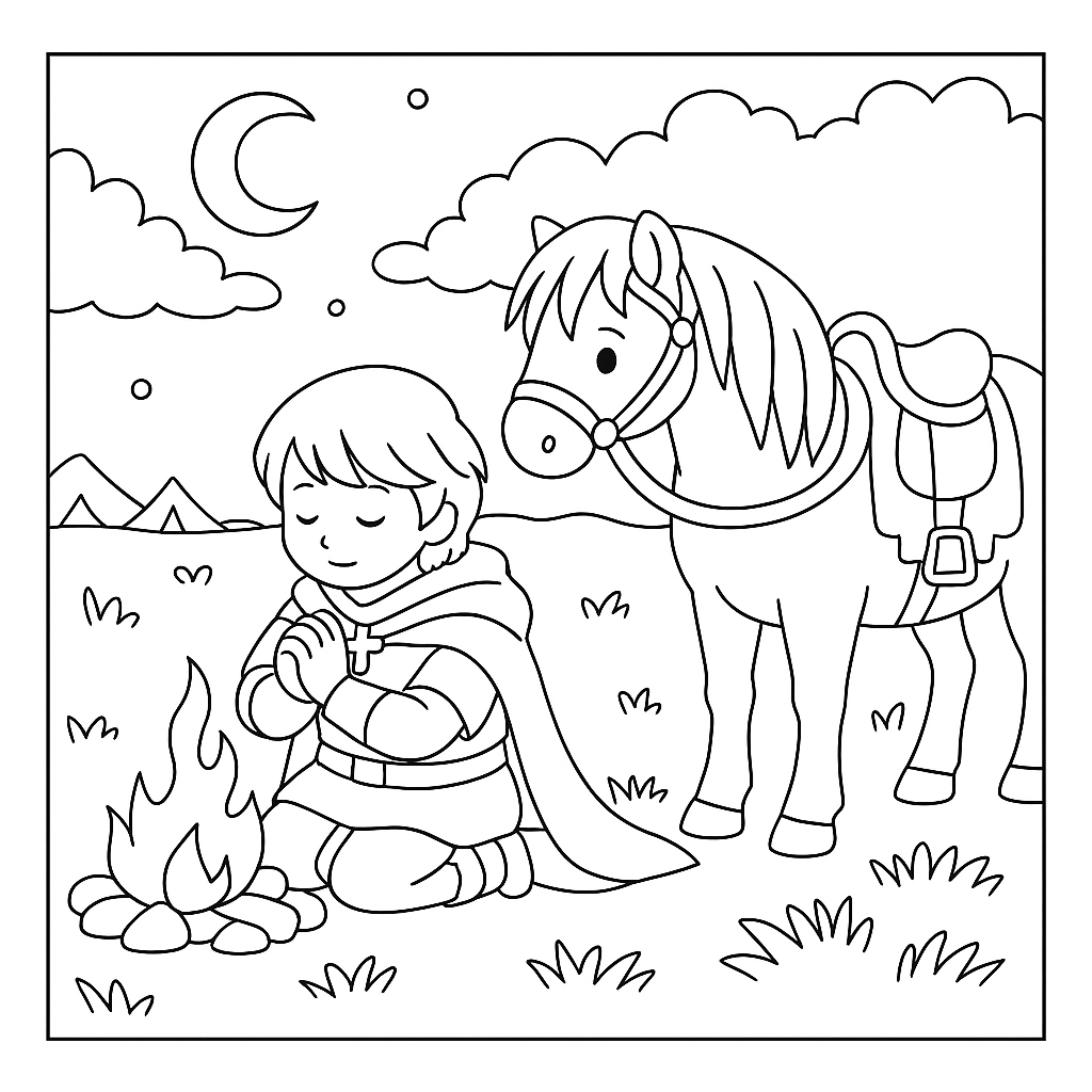 Раскраска по сказке "Алёша Попович и Тугарин Змей"