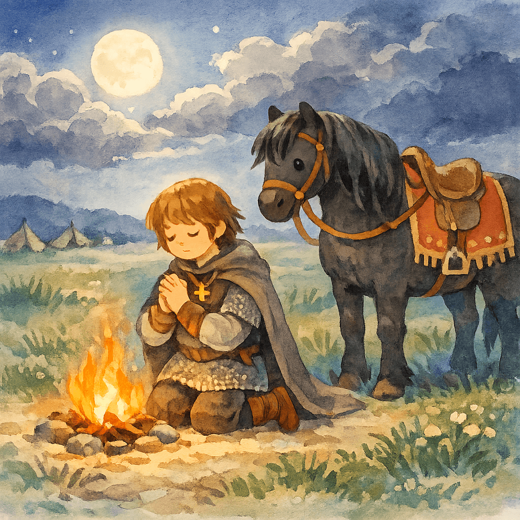 Алёша молится ночью, прося дождь против бумажных крыльев Тугарина