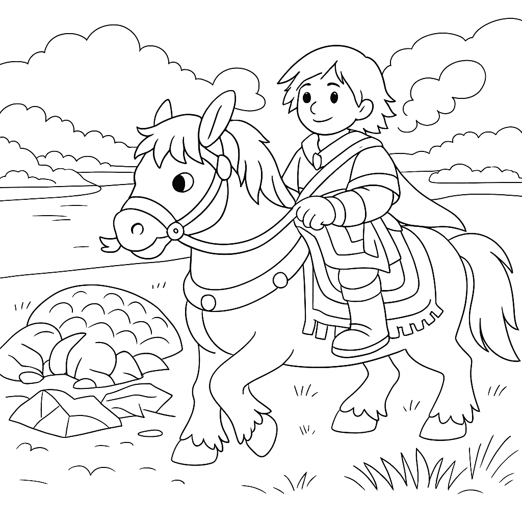 Раскраска по сказке "Алёша Попович и Тугарин Змей"