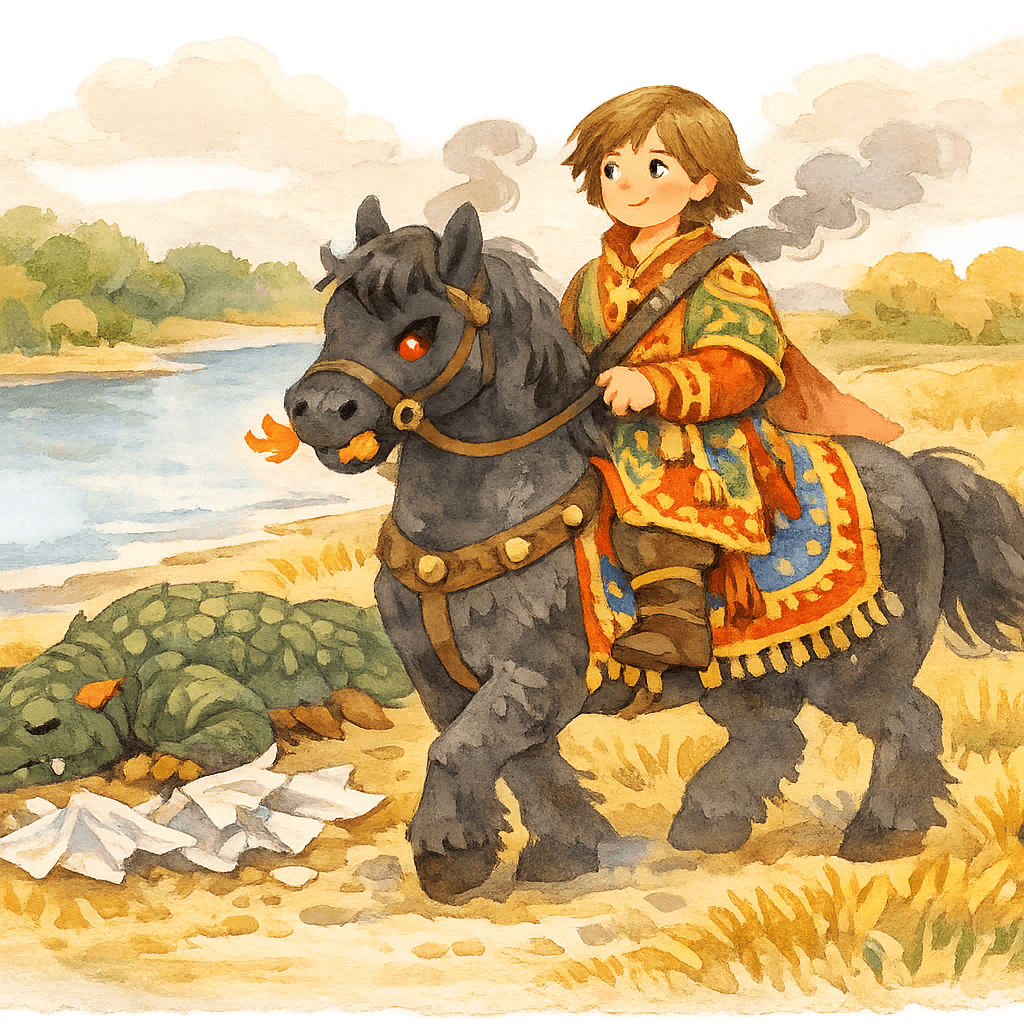 Алёша на змеевом коне возвращается после победы