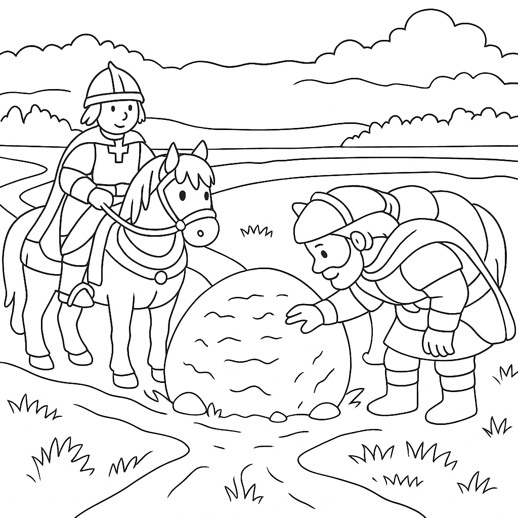 Раскраска по сказке "Алёша Попович и Тугарин Змей"