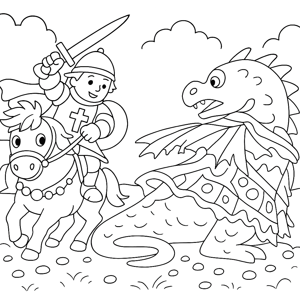 Раскраска по сказке "Алёша Попович и Тугарин Змей"