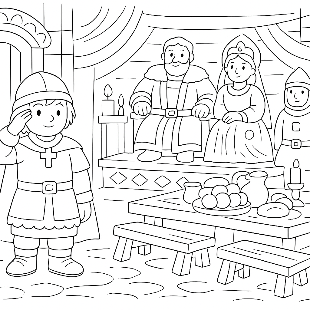 Раскраска по сказке "Алёша Попович и Тугарин Змей"