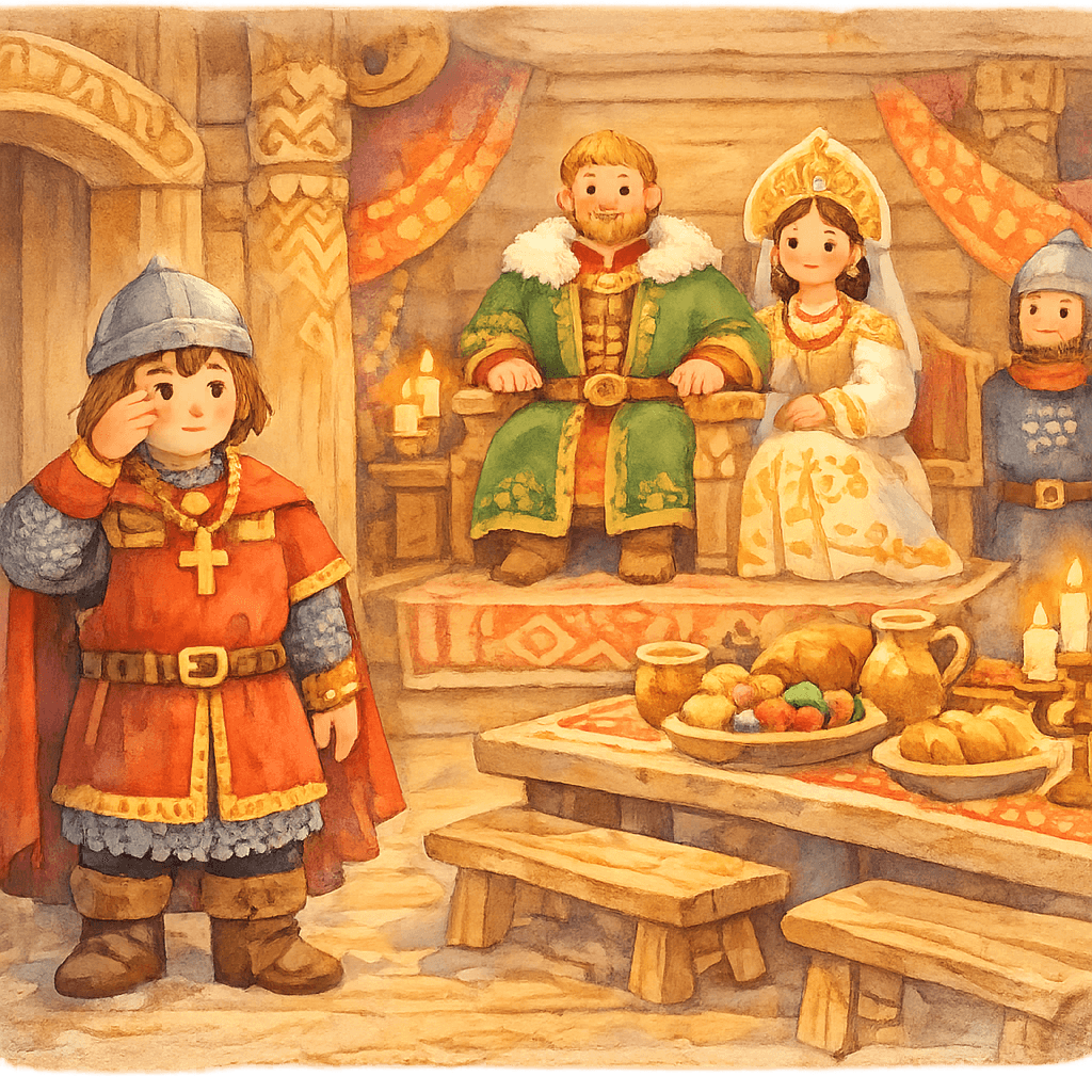 Алёша пришёл в гридню князя Владимира и поклонился