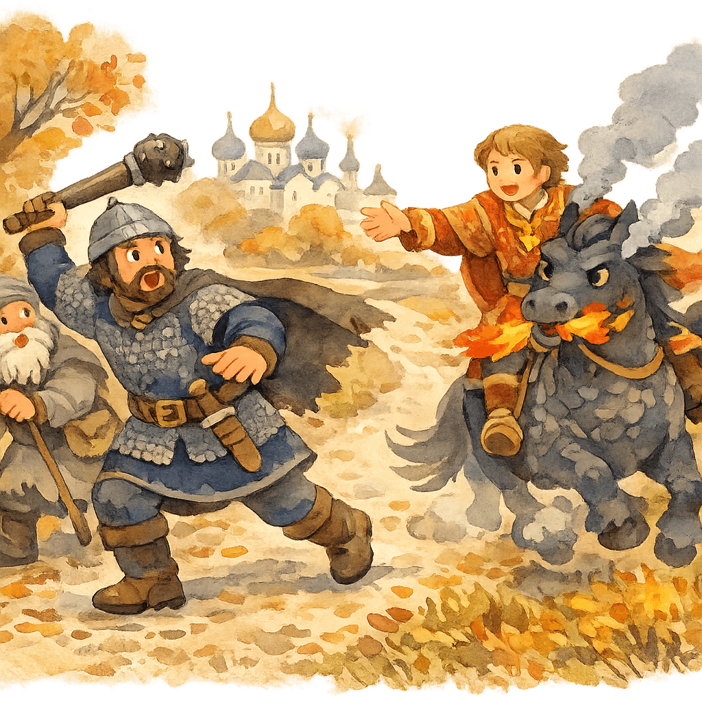 Еким со страху бросил палицу, приняв Алёшу за врага