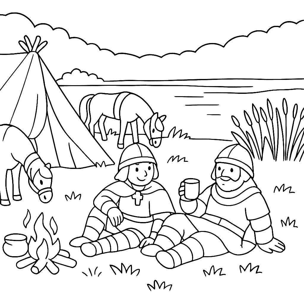 Раскраска по сказке "Алёша Попович и Тугарин Змей"