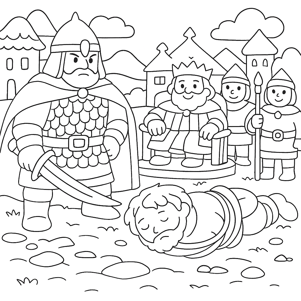 Раскраска по сказке "Илья-муромец и соловей-разбойник"