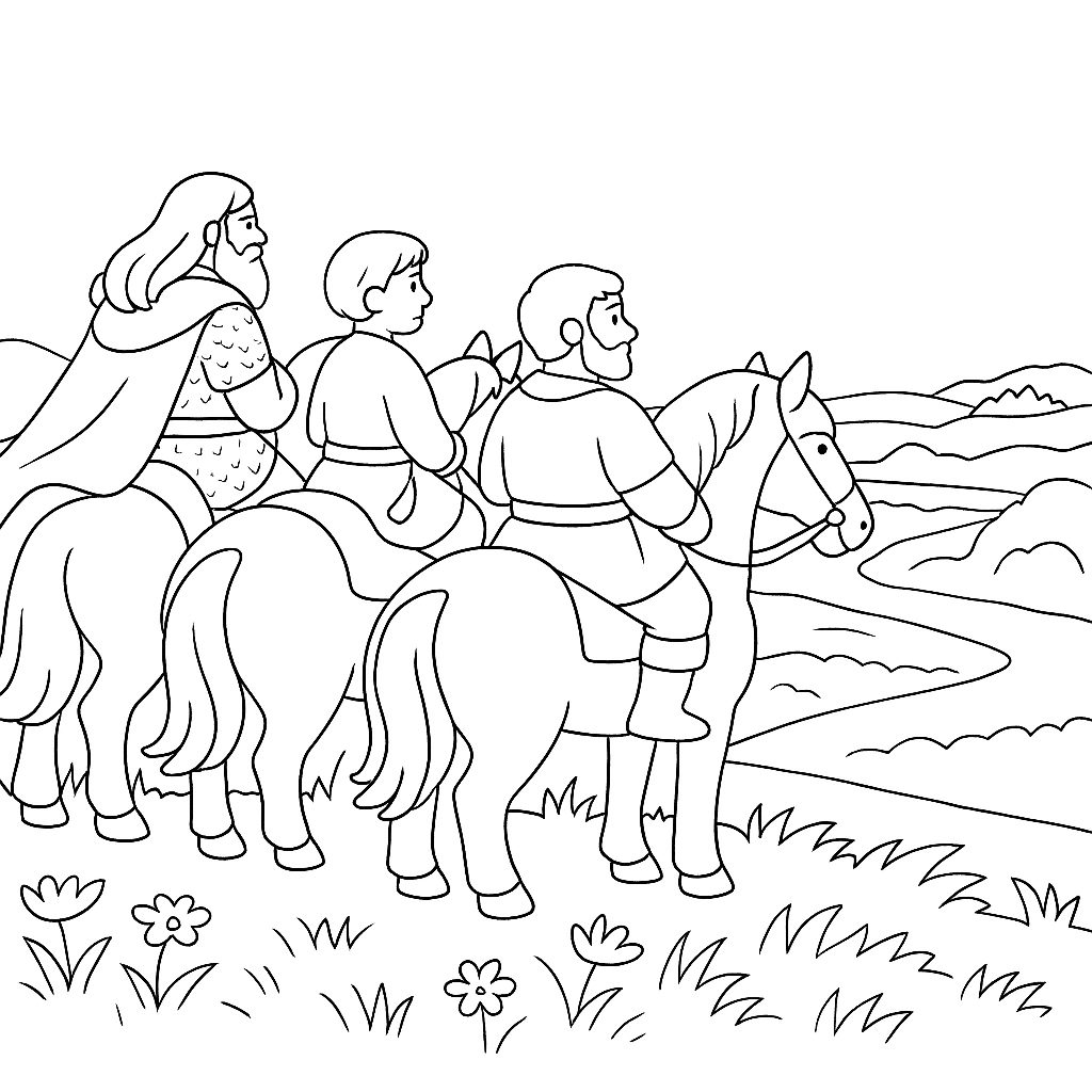 Раскраска по сказке "Бой добрыни с дунаем"