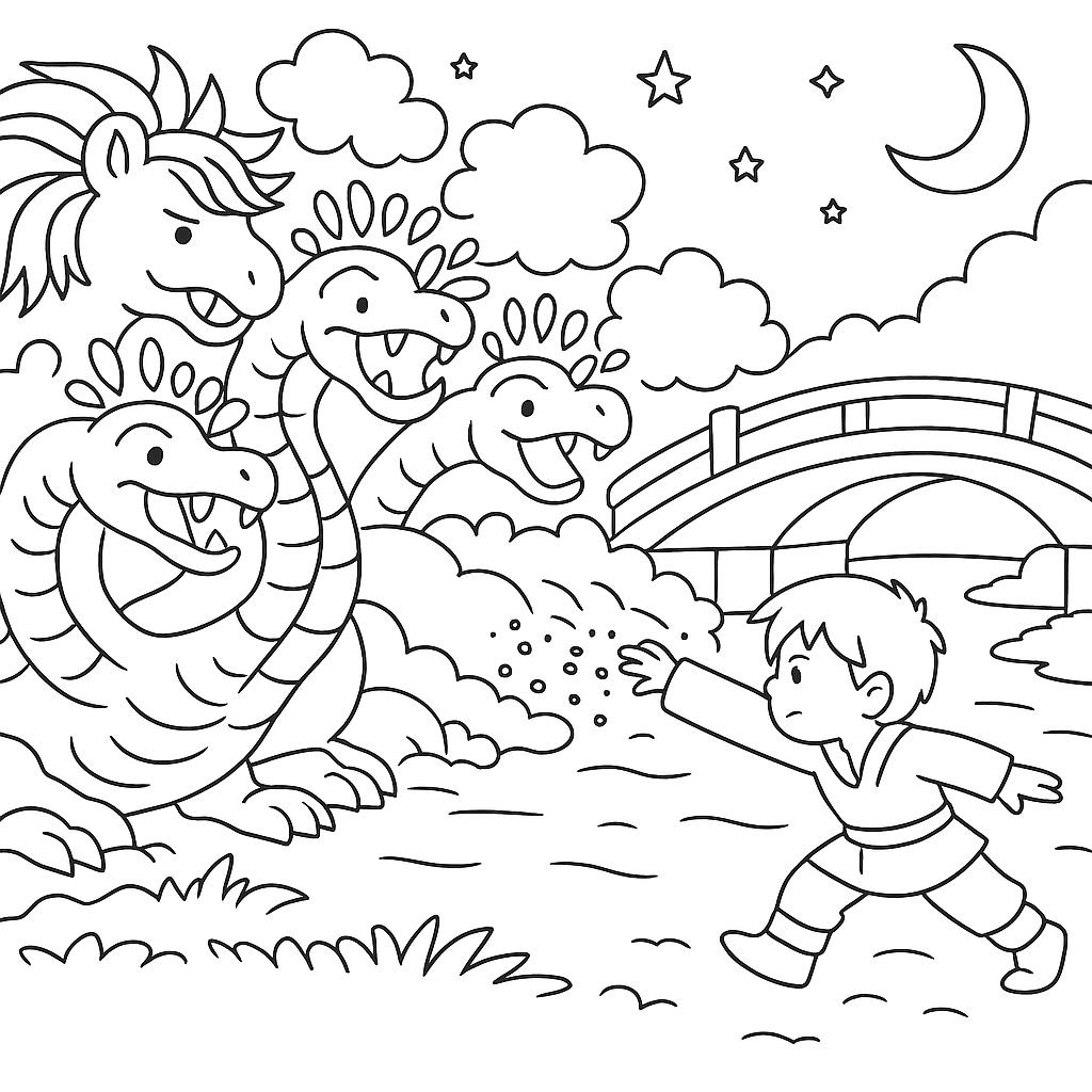 Раскраска по сказке "Иван - крестьянский сын и чудо-юдо"