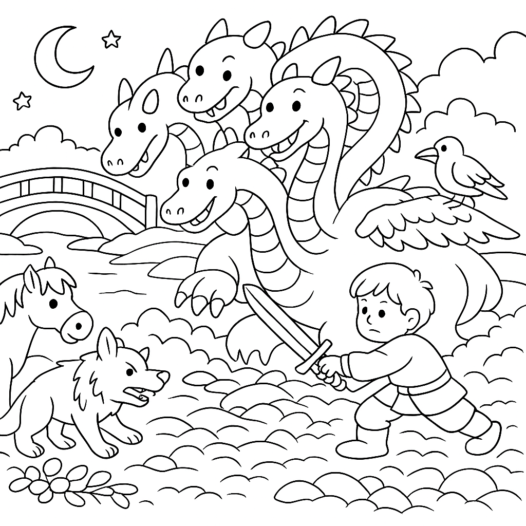 Раскраска по сказке "Иван - крестьянский сын и чудо-юдо"