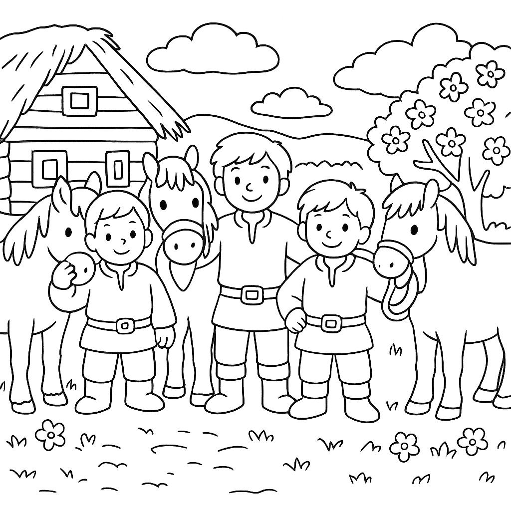 Раскраска по сказке "Иван - крестьянский сын и чудо-юдо"