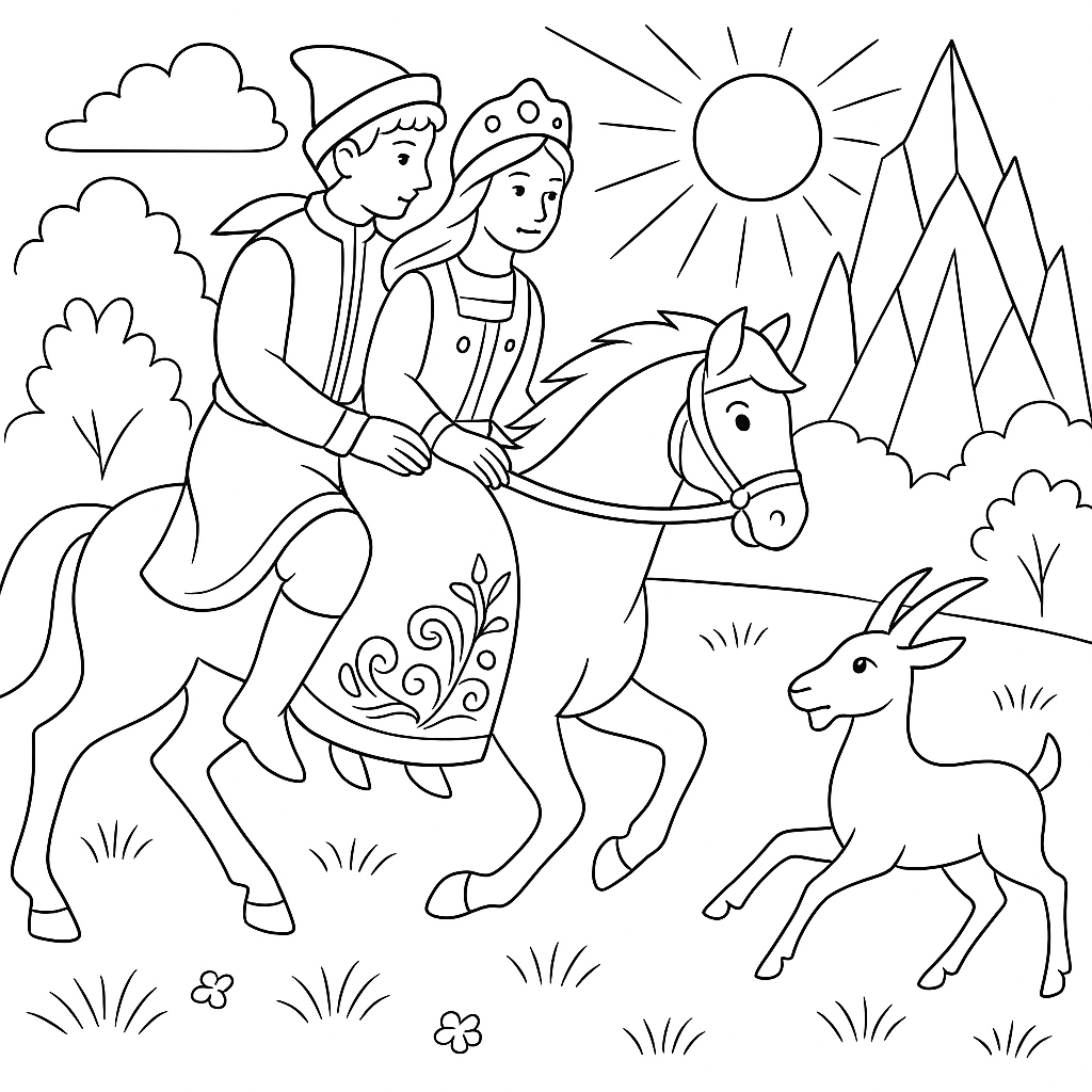 Раскраска по сказке "Хрустальная гора"