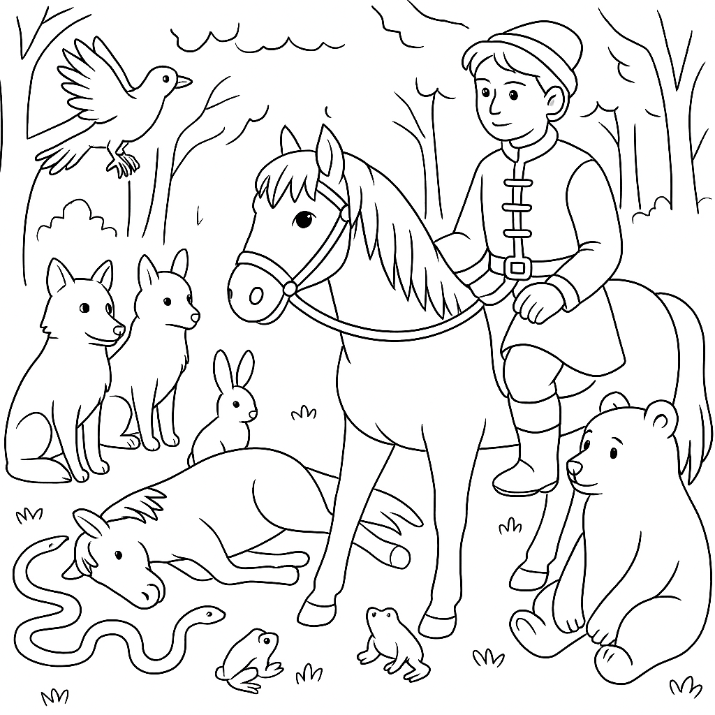 Раскраска по сказке "Хрустальная гора"