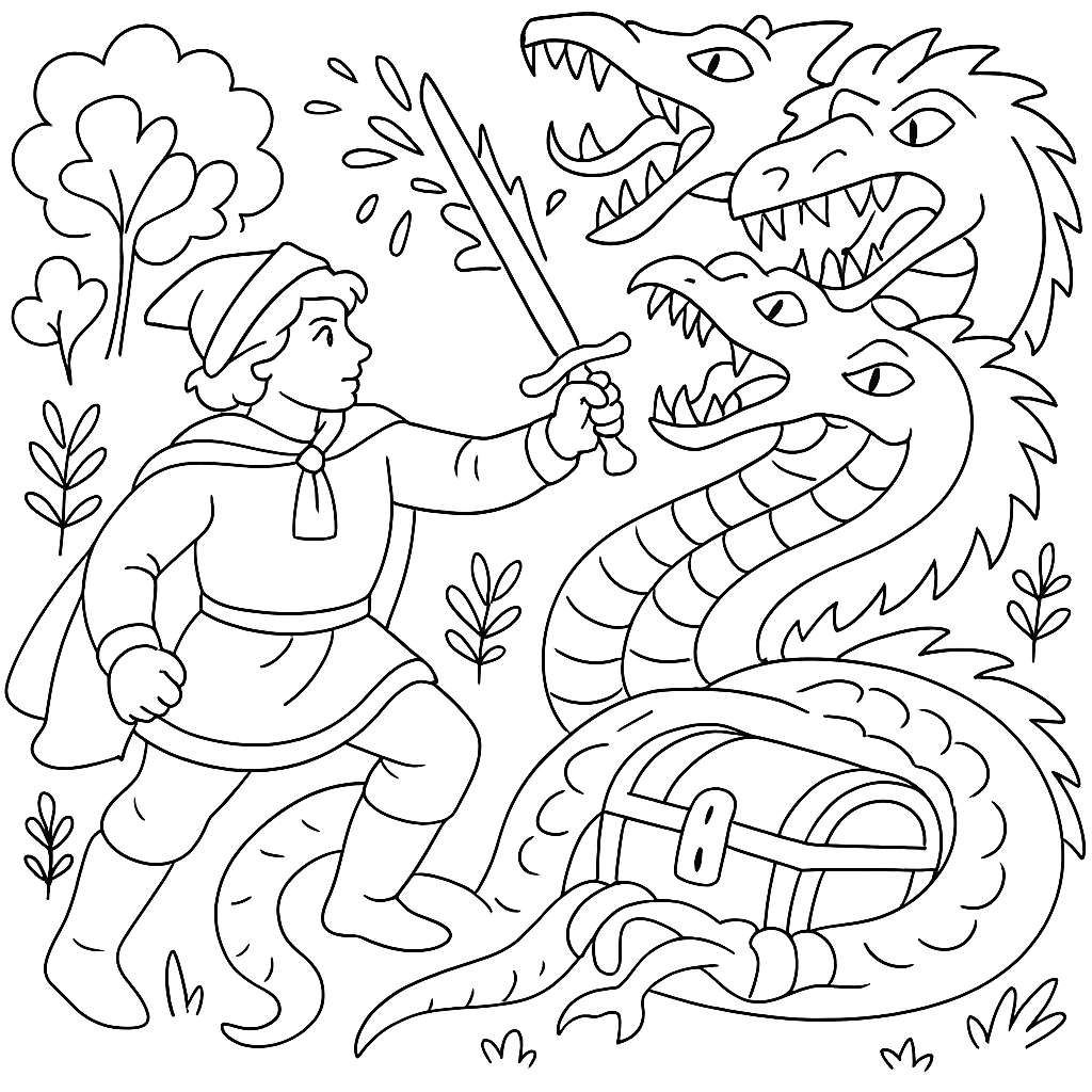 Раскраска по сказке "Хрустальная гора"