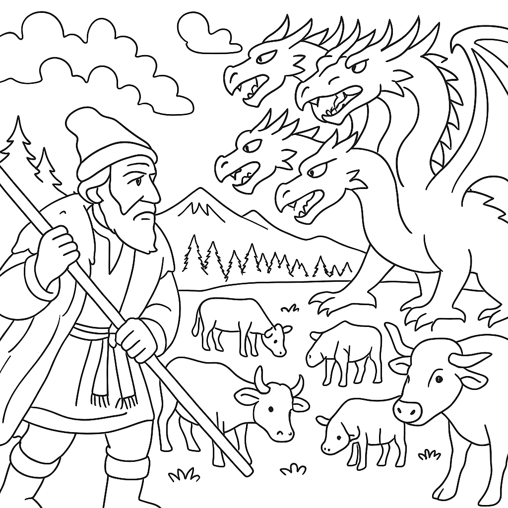 Раскраска по сказке "Хрустальная гора"