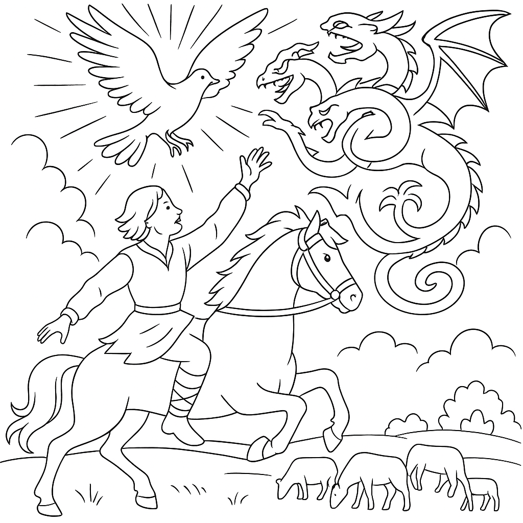 Раскраска по сказке "Хрустальная гора"