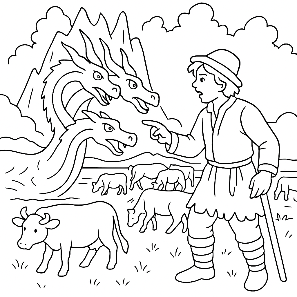 Раскраска по сказке "Хрустальная гора"