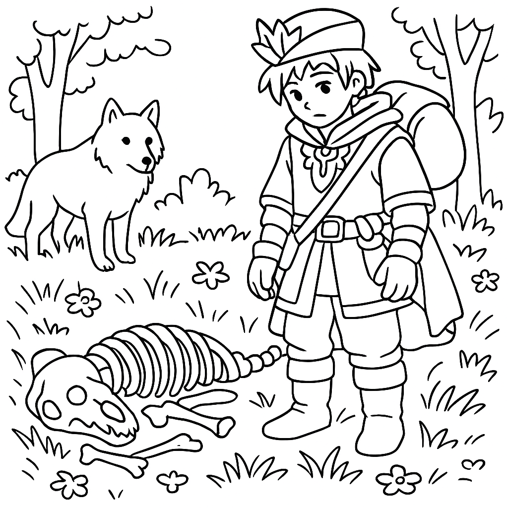 Раскраска по сказке "Иван-царевич и серый волк"