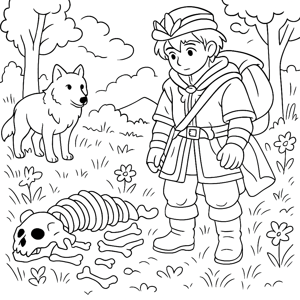 Раскраска по сказке "Иван-царевич и серый волк"