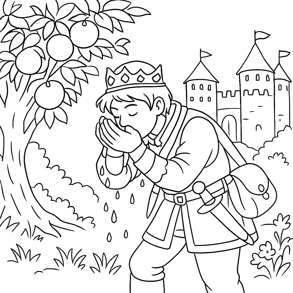 Раскраска по сказке "Иван-царевич и серый волк"