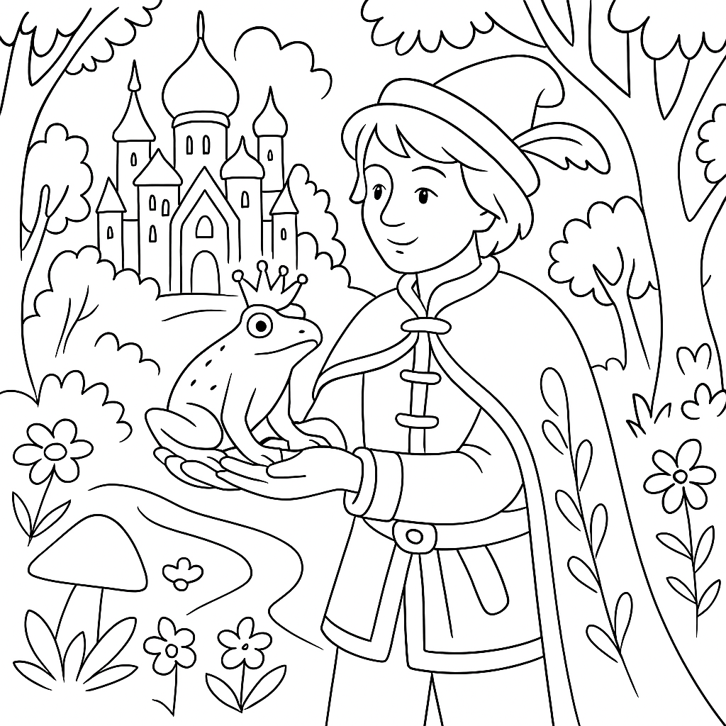 Раскраска по сказке "Иван Царевич и Царевна лягушка"
