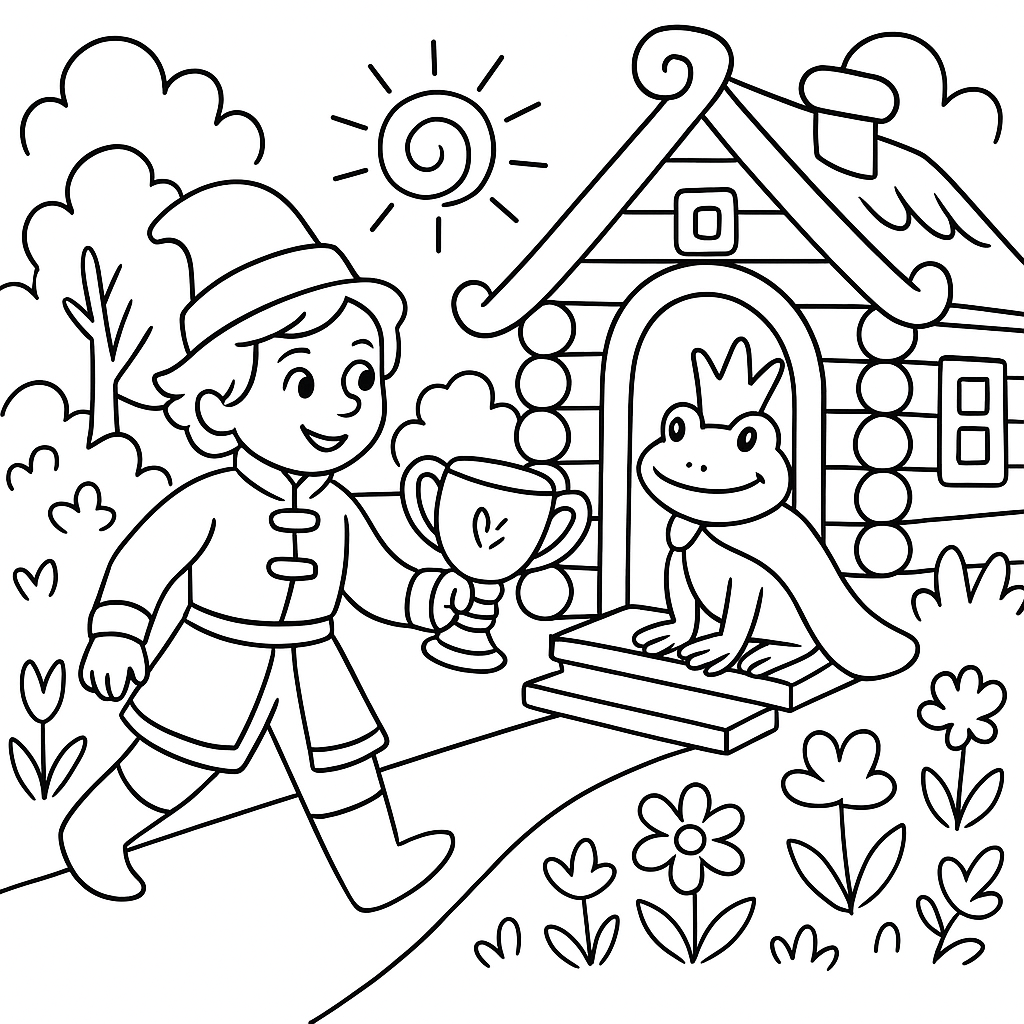 Раскраска по сказке "Иван Царевич и Царевна лягушка"