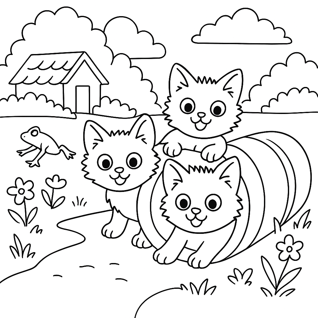Раскраска по сказке "Три котёнка"