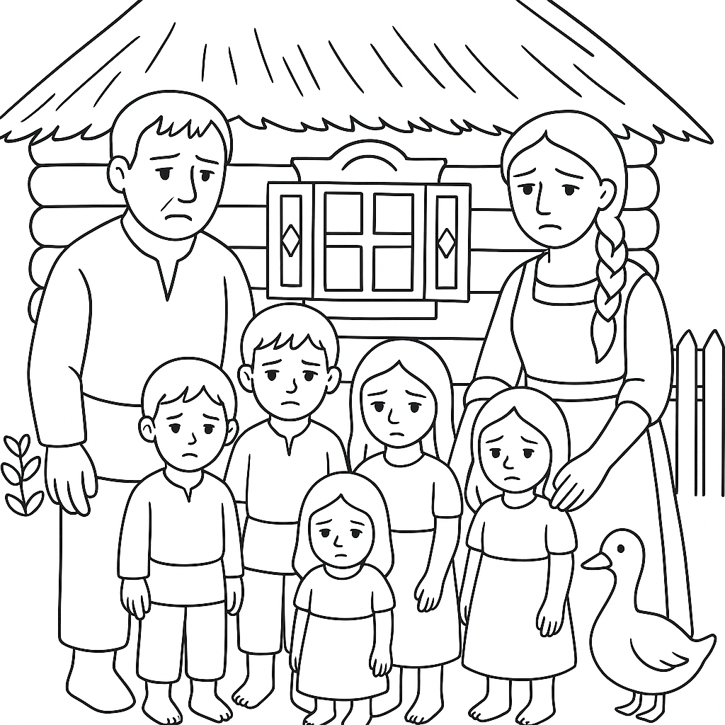 Раскраска по сказке "Умный мужик"