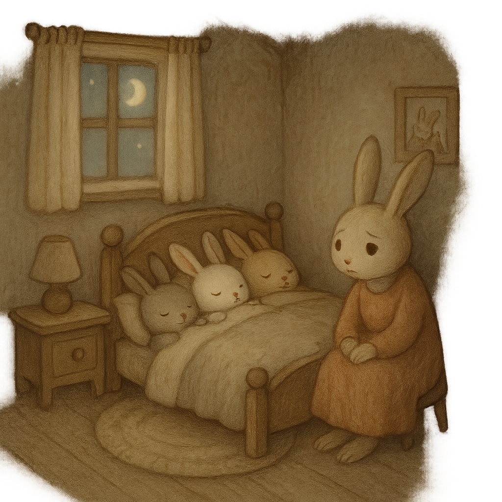 Зайчата спят, Зайчиха грустит