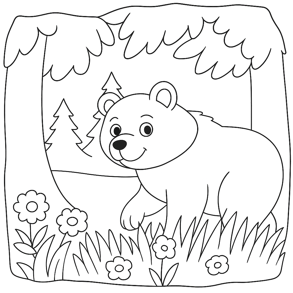 Раскраска по сказке "Медвежонок по имени Топ"