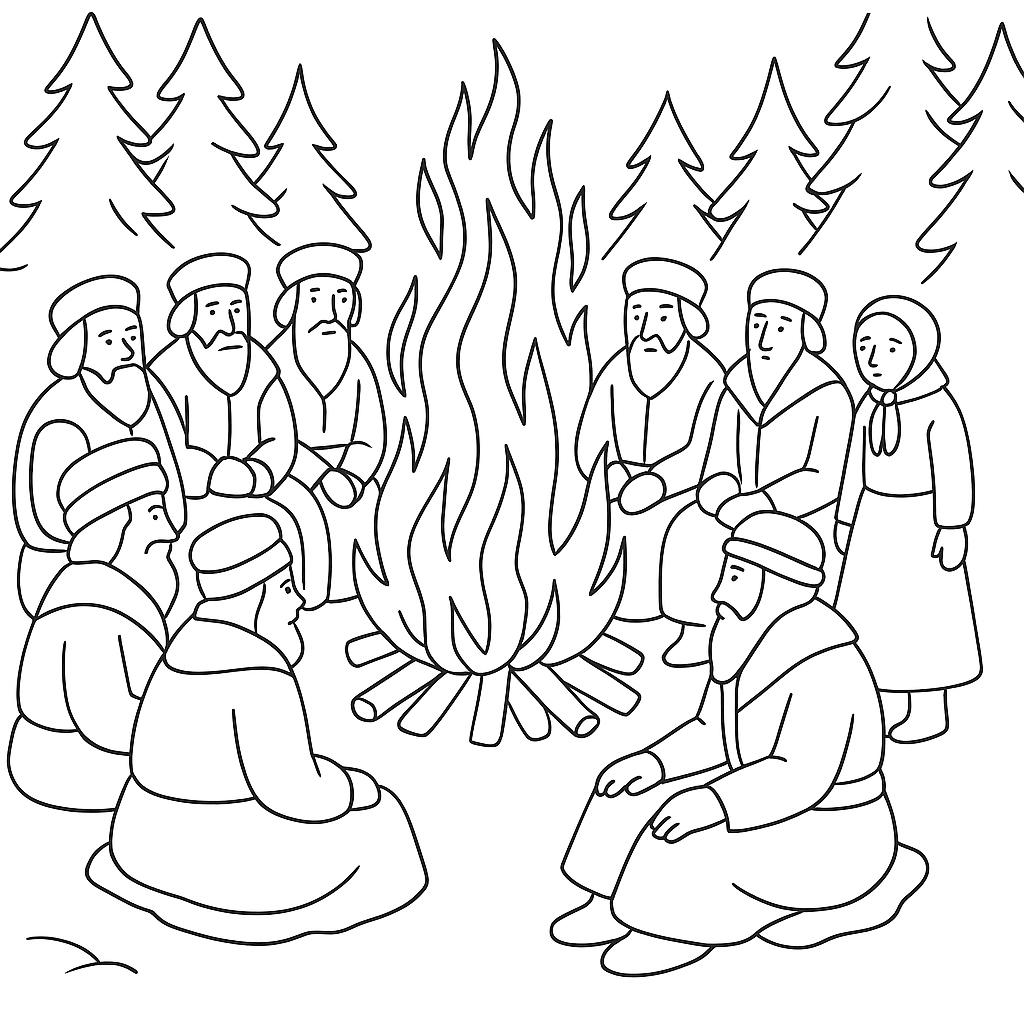 Раскраска по сказке "Двенадцать месяцев"