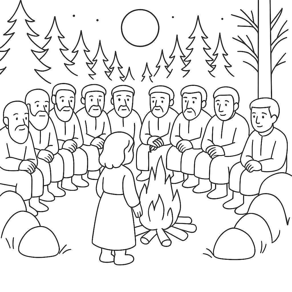 Раскраска по сказке "Двенадцать месяцев"