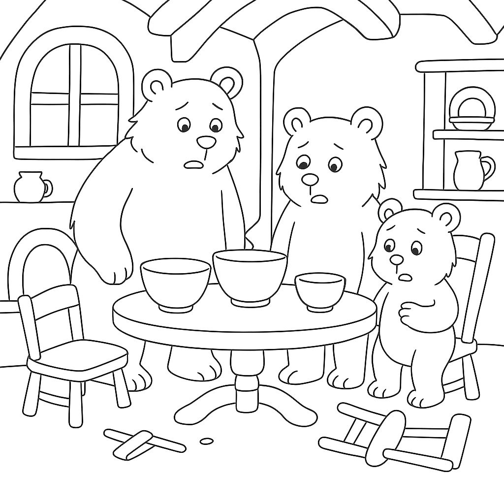 Раскраска по сказке "Три медведя"